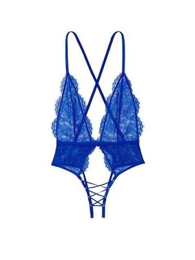 Victoria's Secret Royal Blue Lace Crisscross Teddy